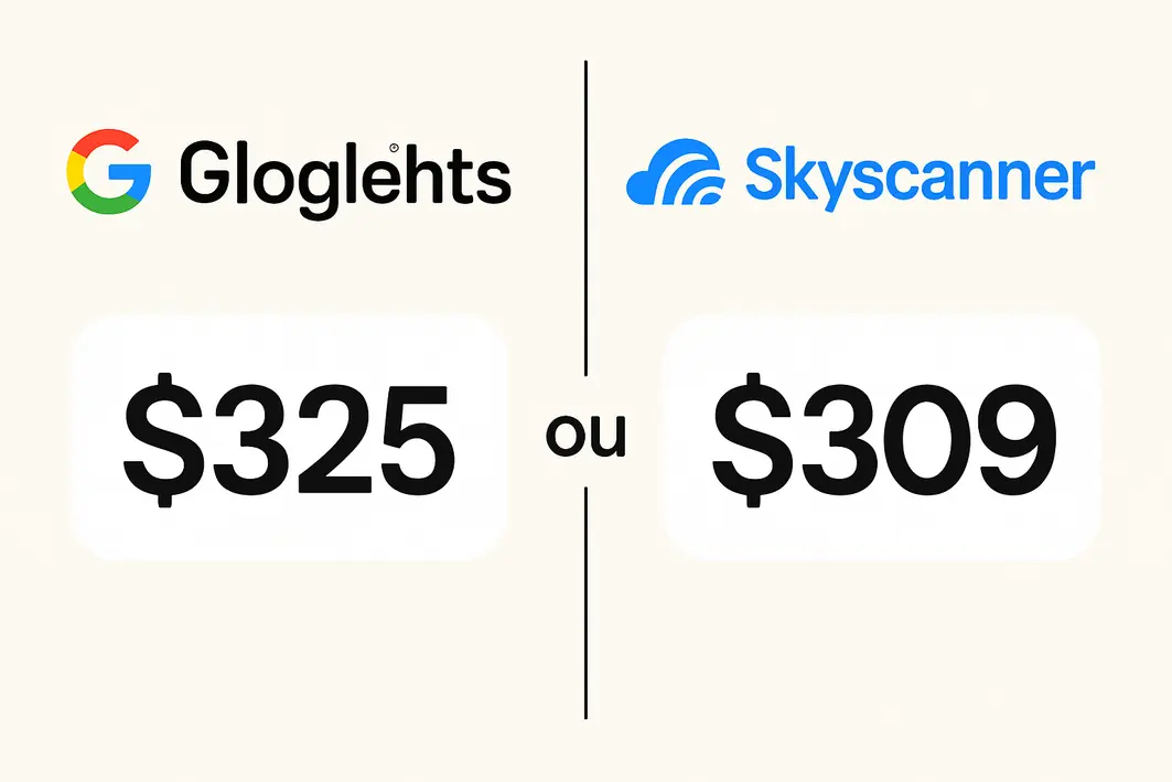 comparacao google flights skyscanner 1 Viajante comparando preços de passagens aéreas no laptop e smartphone com Google Flights e Skyscanner abertos